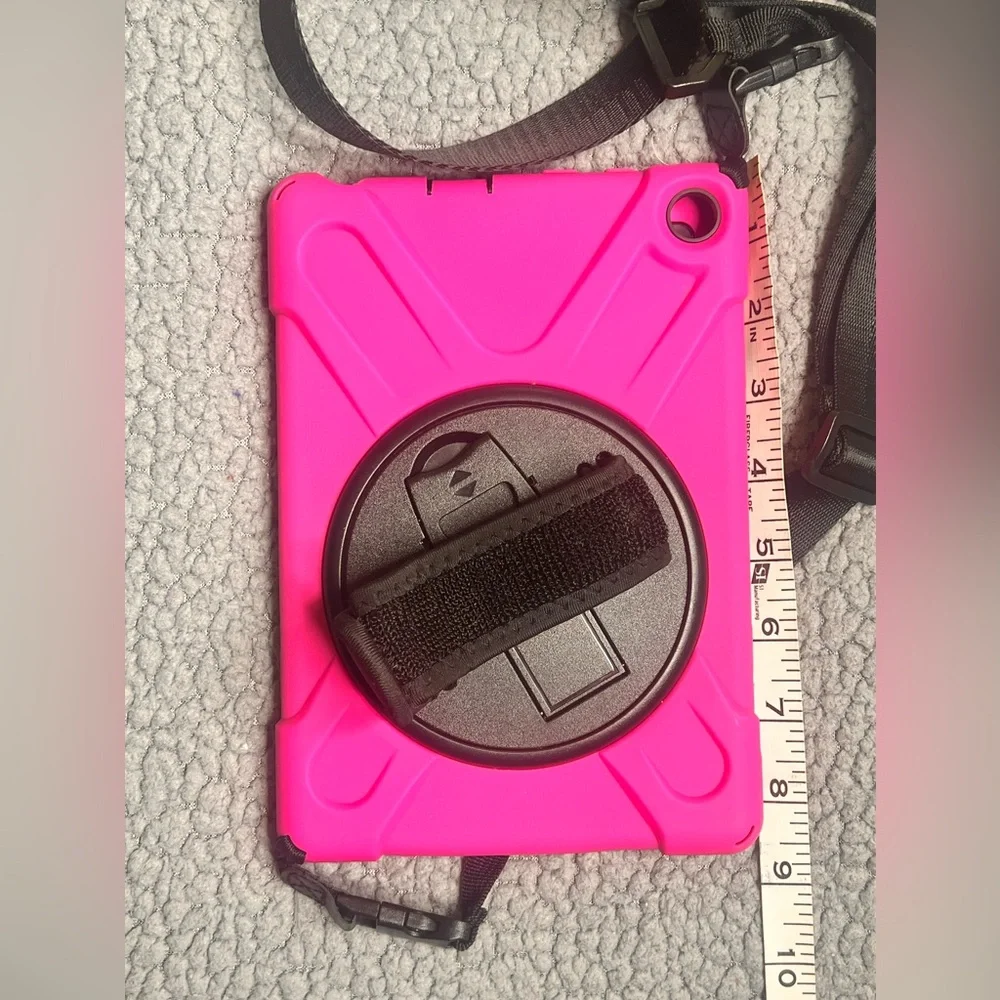Pink Tablet Case With Stand, Hand Strap And Shoulder Strap